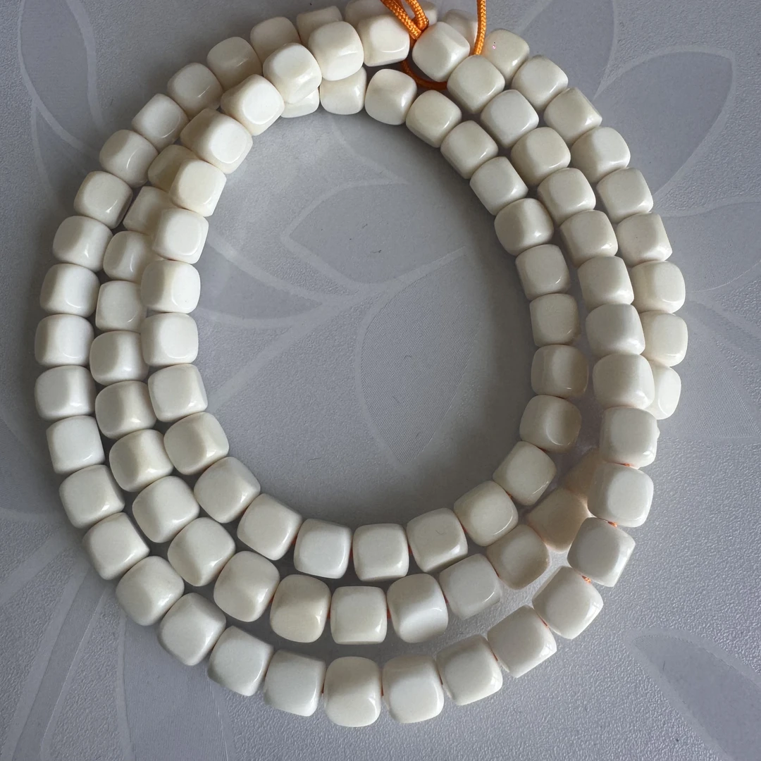 原生态白玉菩提六方脖挂108颗10mm