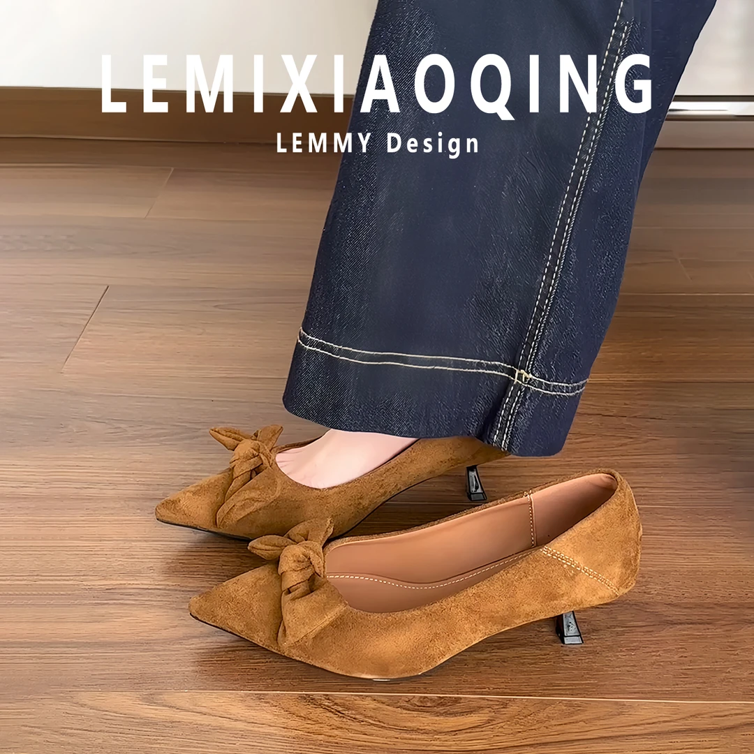 加宽版~小众法式百搭气质尖头单鞋女通勤浅口轻奢大码女鞋41-43