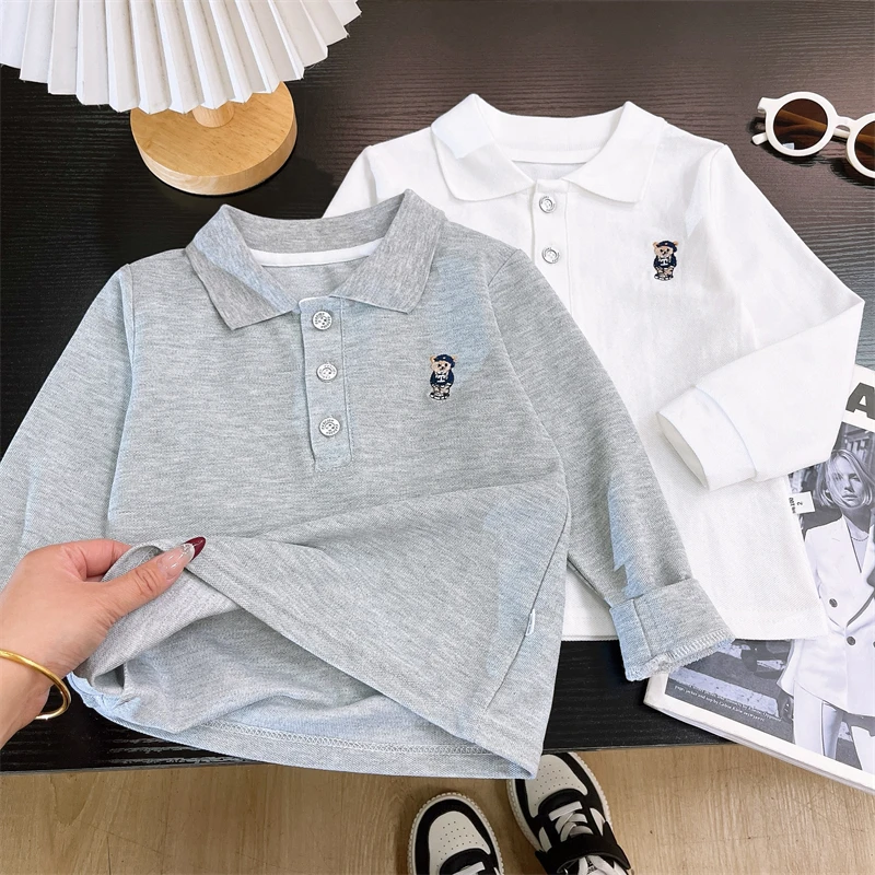 2025春季男童洋气polo衫翻领卫衣春季打底衫韩版长袖儿童