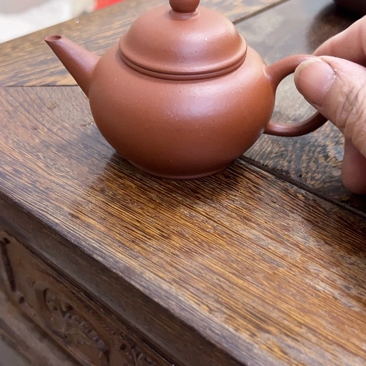 茶壶紫砂溪**悠朱泥水平壶110c c