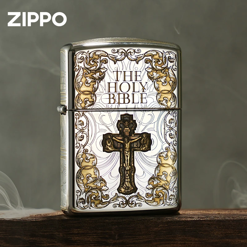 Zippo打火机圣经镀铬双色盔甲浮雕高级男士礼品收藏防风原装DYJ1