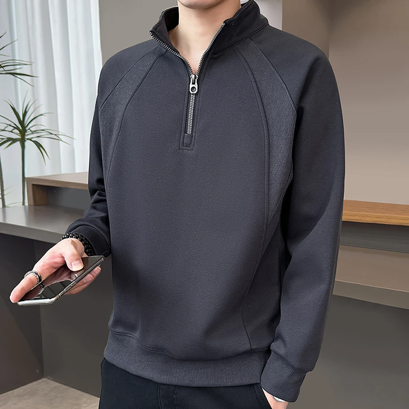 范希巴迪立领半拉链卫衣男款春秋季重磅宽松长袖打底衫男士春秋款