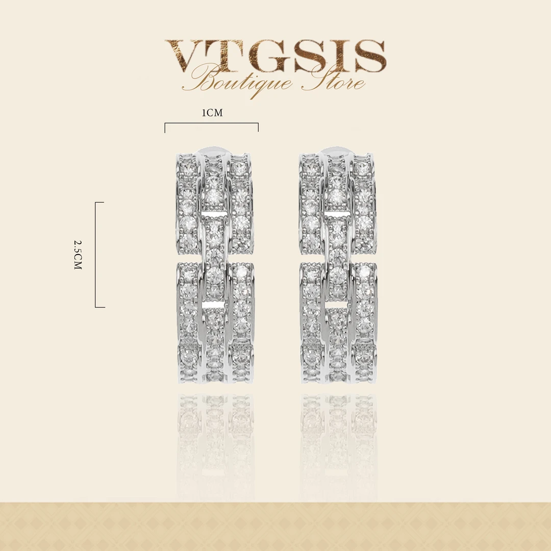 VTGSIS 合金合成锆石耳饰 华尔街银韵星河叠影22558/1403
