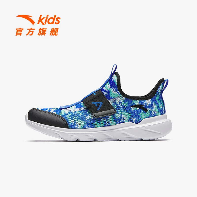 安踏儿童男大童休闲鞋2025夏新款透气防滑耐磨青少年网眼一脚蹬鞋