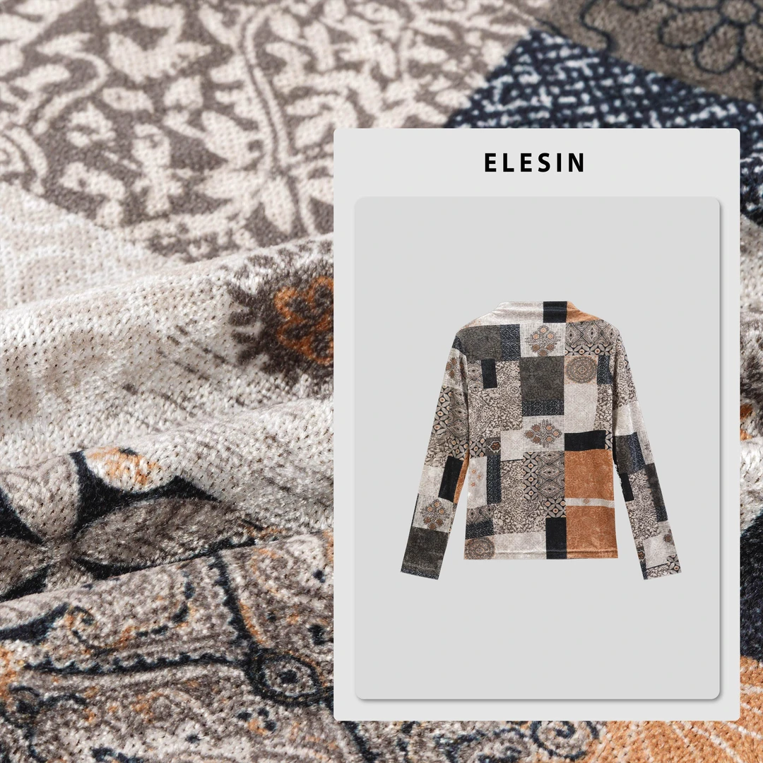 ELESIN【民族艺术家2.0】秋款拼接长袖上衣 TX250533