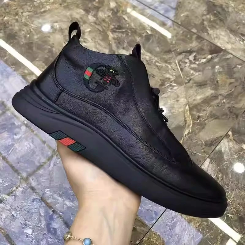 CQV新款软底高帮板鞋保暖加绒加厚真皮棉鞋男士百搭运动休闲皮鞋