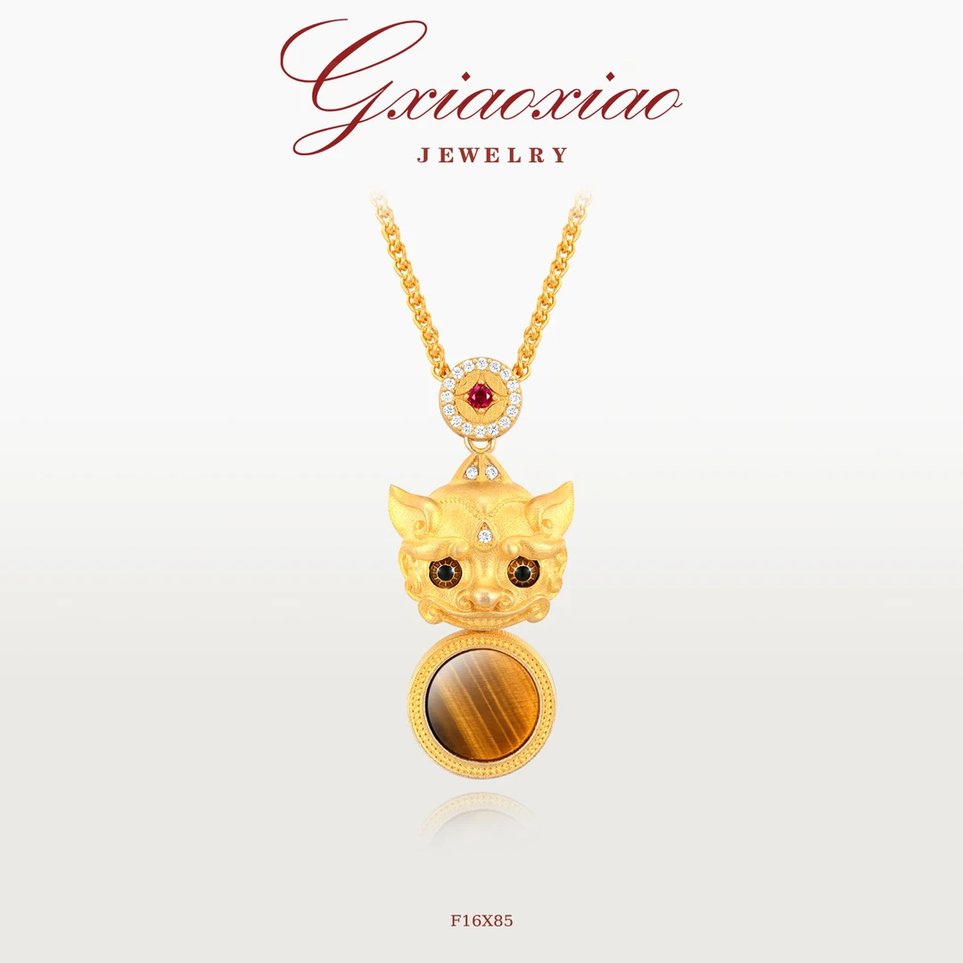 G XIAOXIAO 皮质项链【小貔貅】新中式百搭气质貔貅招财项链 F16X85