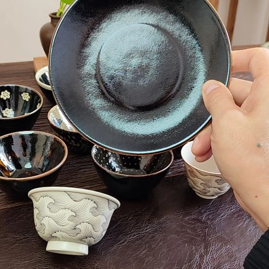 吉州窑原矿手工柴窑柴烧黑色釉壶承