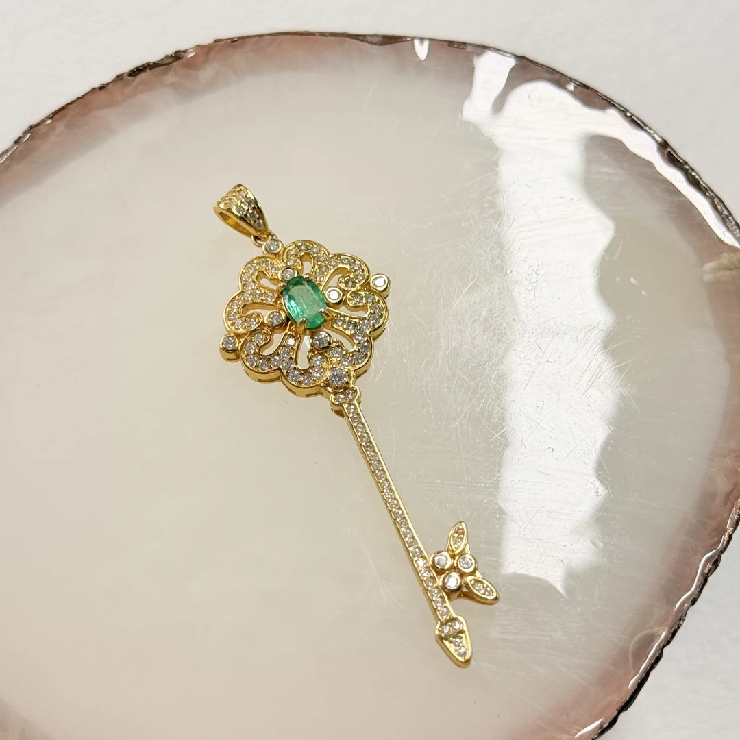 【六六中古】孤品精美s925祖母绿吊坠ty3337