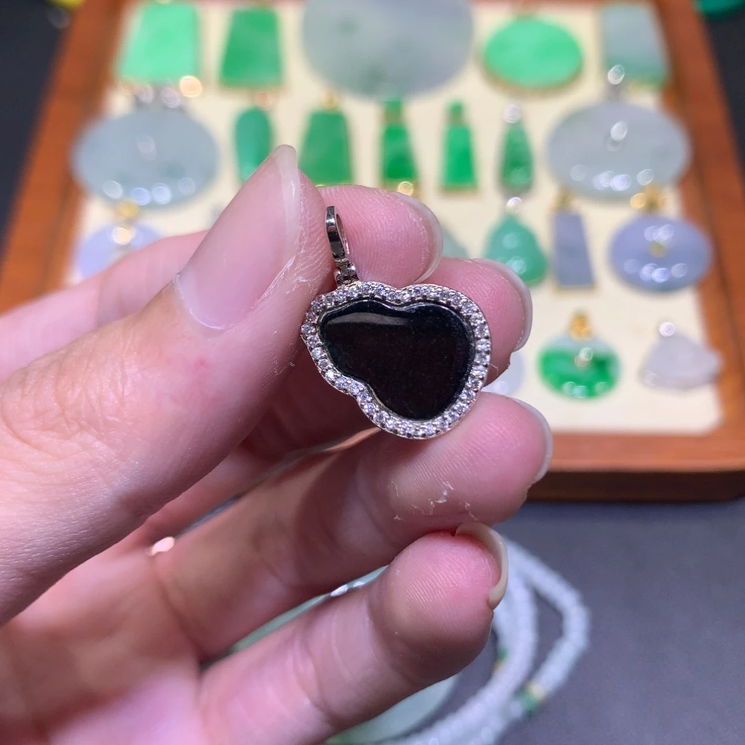 翡翠银S925镶嵌吊坠(不含链)