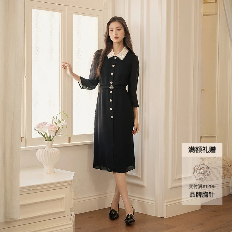 【醋酸】Koradior珂莱蒂尔商场同款2025秋新款精致名媛风连衣裙女