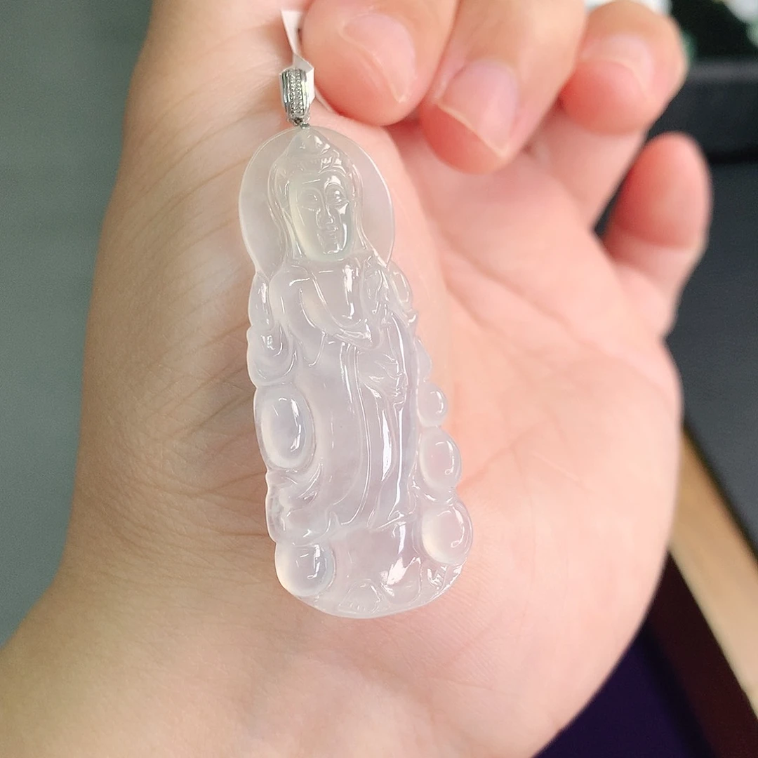 翡翠18K金镶嵌颈饰冰胶观音39-19-4