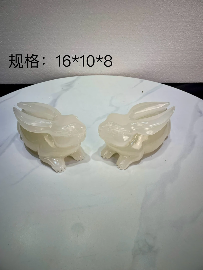 ＂小白兔＂天然阿富汗玉石摆件客厅玄关酒柜乔迁新居开业礼物装饰品