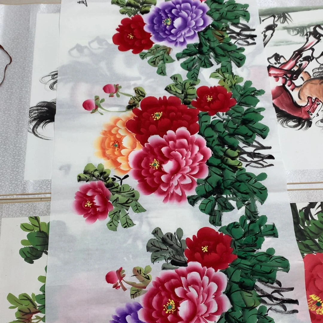 国画花开富贵小六尺画心