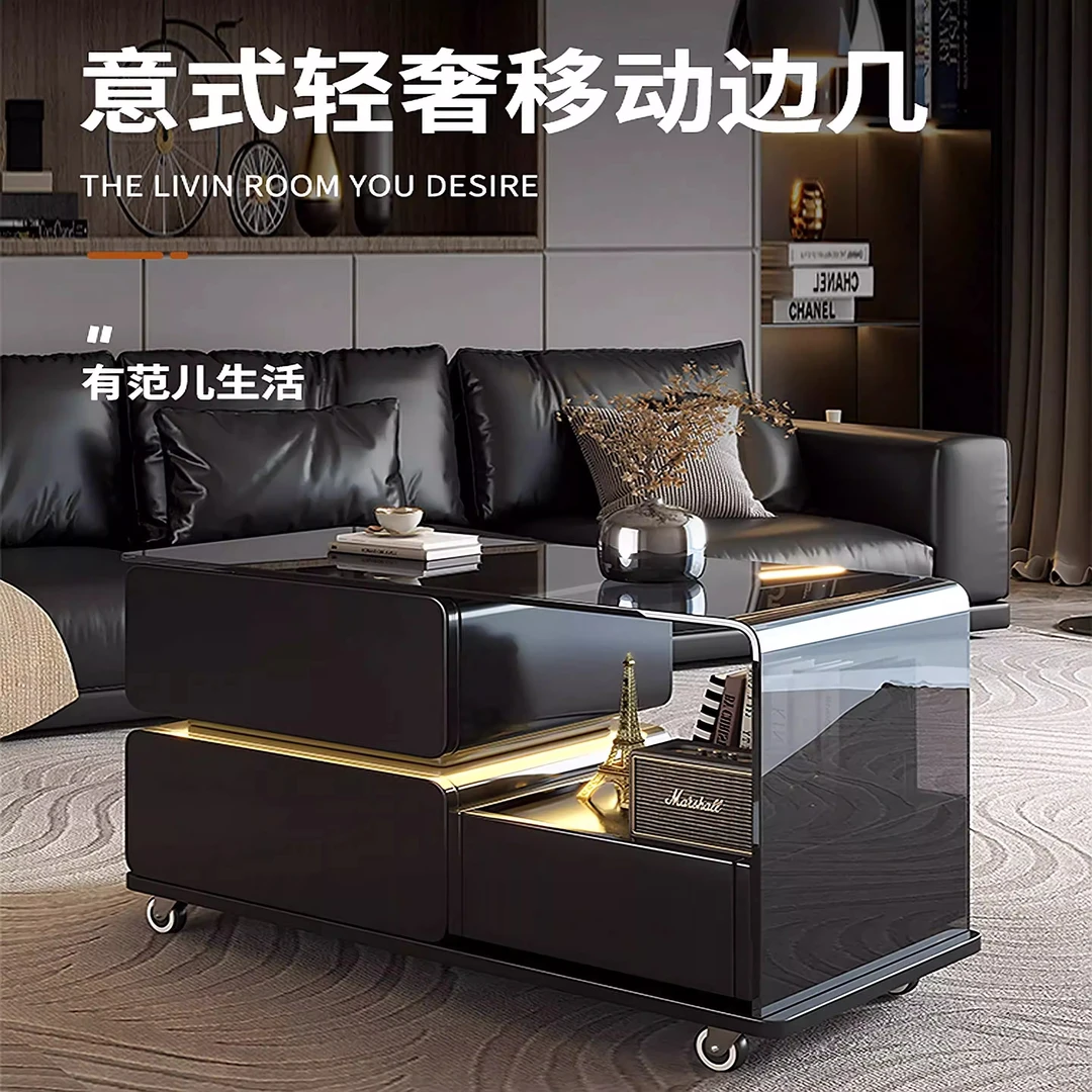 意式沙发侧边柜轻奢高级感创意边几简约茶几家用2025新款移动推车