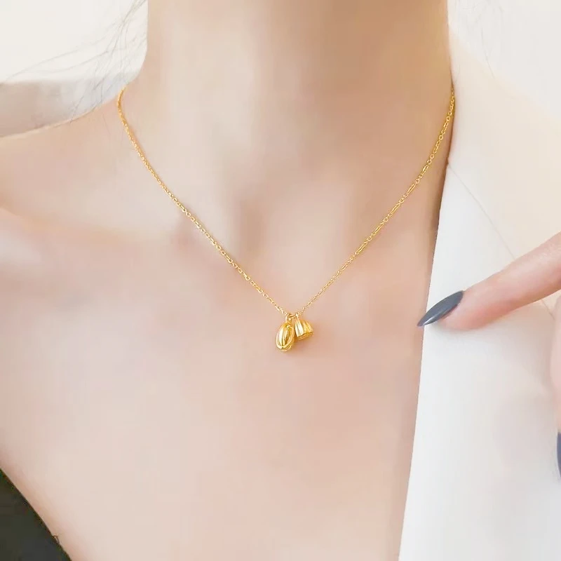 钛钢项链 毛衣项链O型链莲蓬镀K金日韩欧若不掉色女款精致秋冬