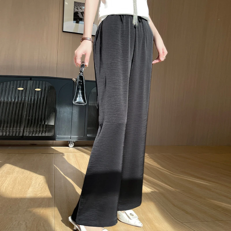丝滑缎面！25春夏新款法式轻奢缎面阔腿裤女高腰休闲裤直筒