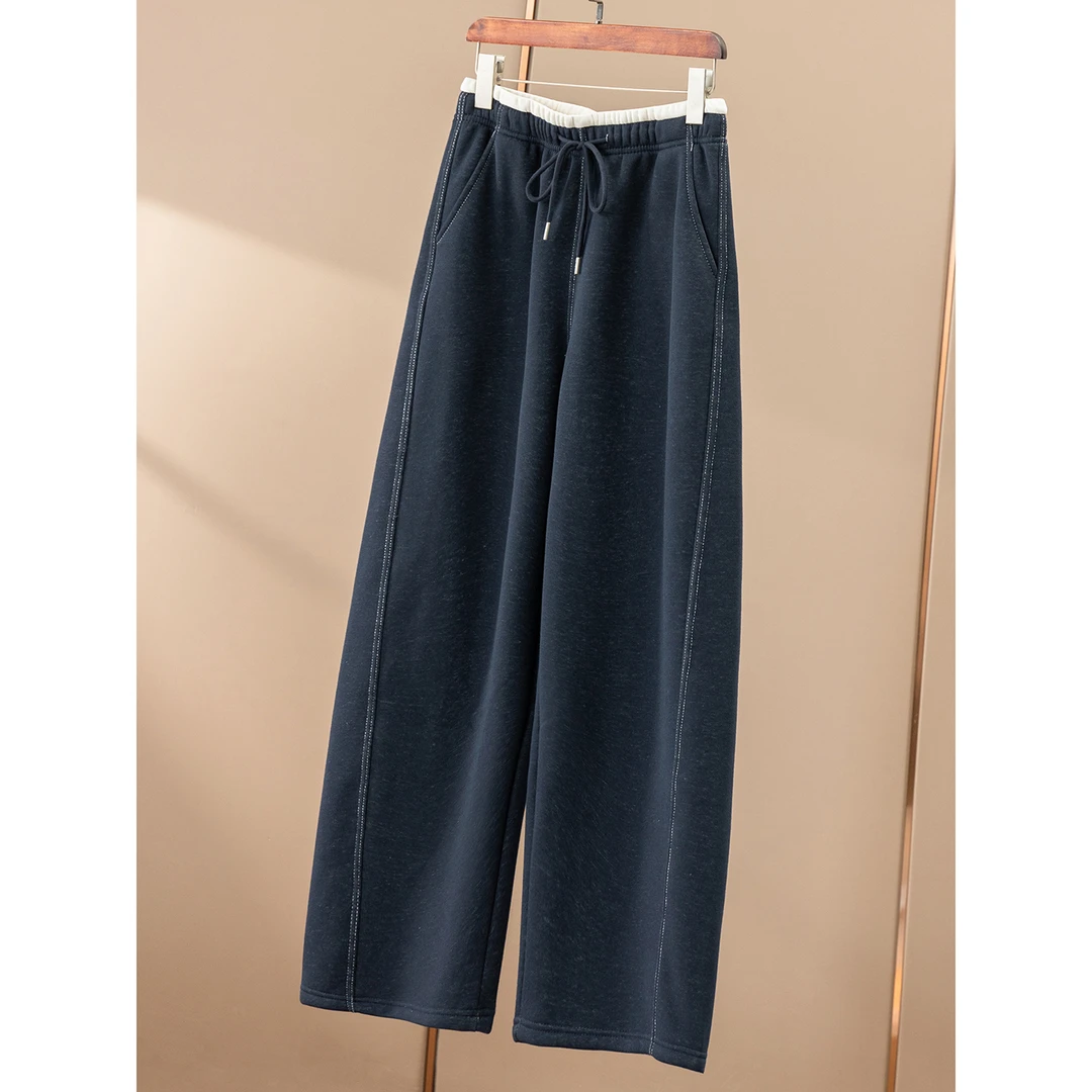 春天家 随便造不心疼！外D福利加绒松紧腰弯刀卫裤女38I6 特