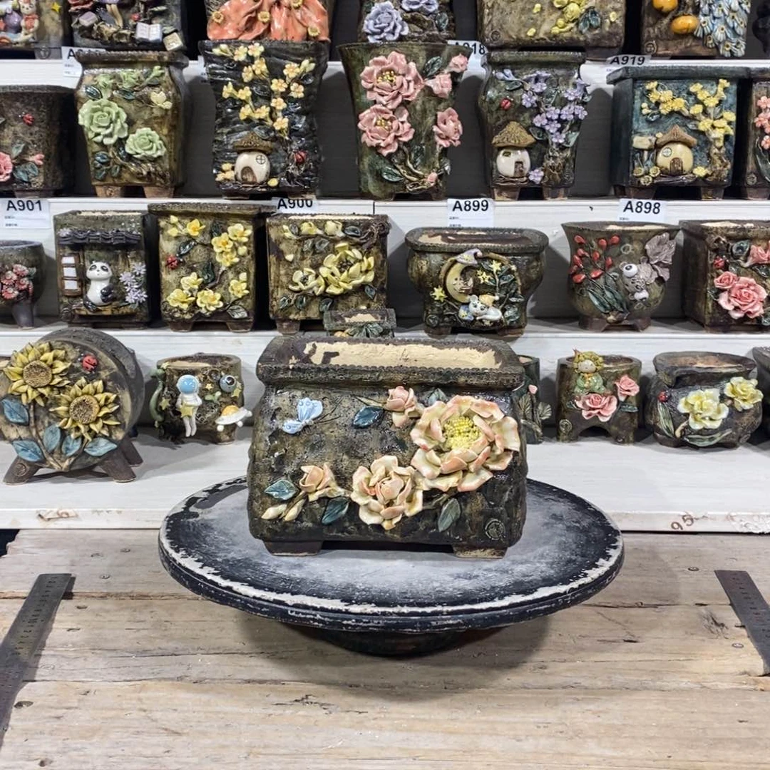 红陶青藤花器多肉花盆