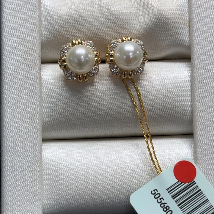 银S925镶嵌耳饰海水珍珠7-8mm128号