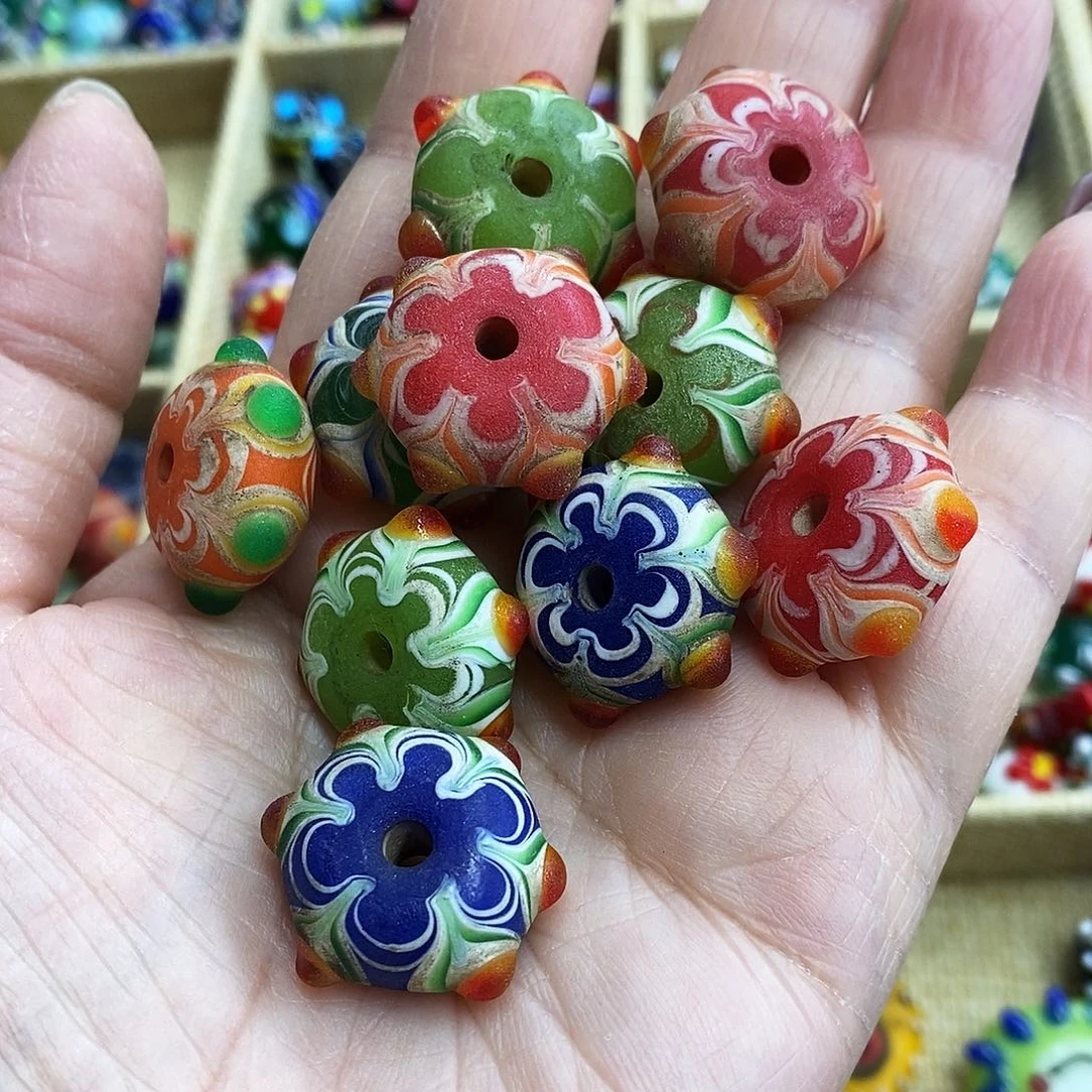 琉璃颈饰复古莲花蜻蜓眼11一颗018