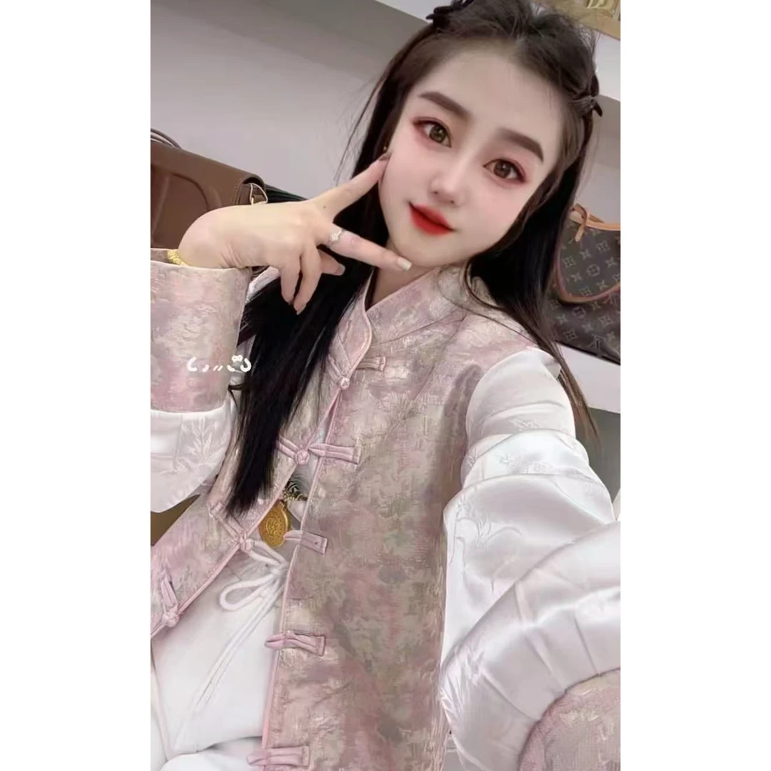 2025年春季新款时尚显瘦气质国风上衣+T恤两件套