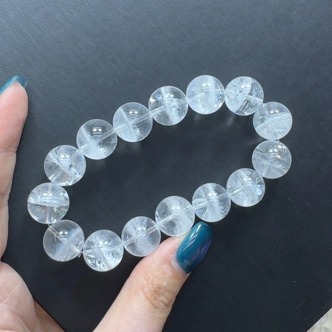 水晶手串未镶嵌14mm一线天白幽灵