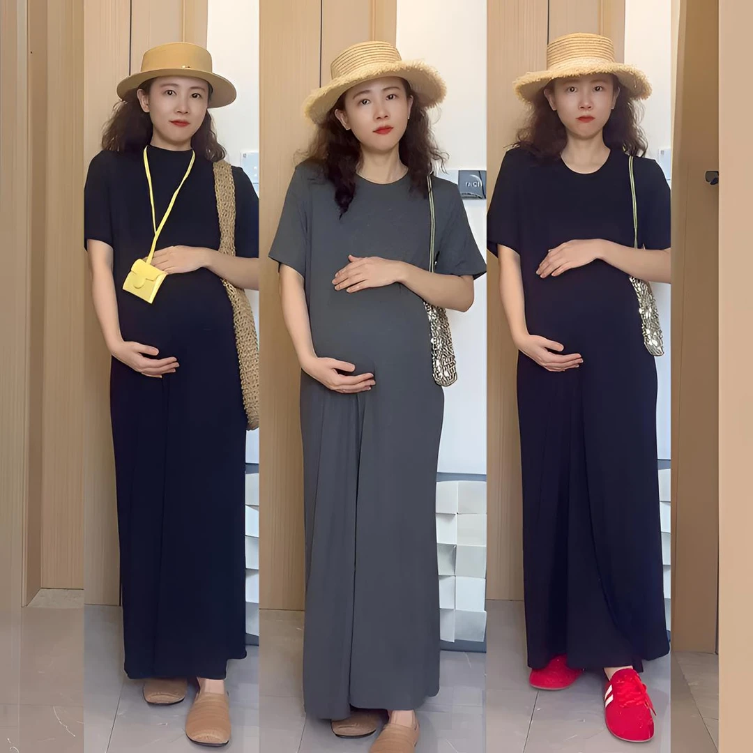 梨形身材穿的孕妇装夏季新款200大码胖mm莫代尔短袖长款连衣裙子