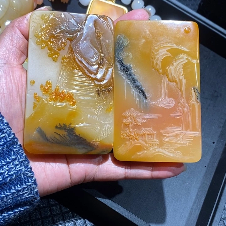 石英质玉（黄龙玉）未镶嵌挂件