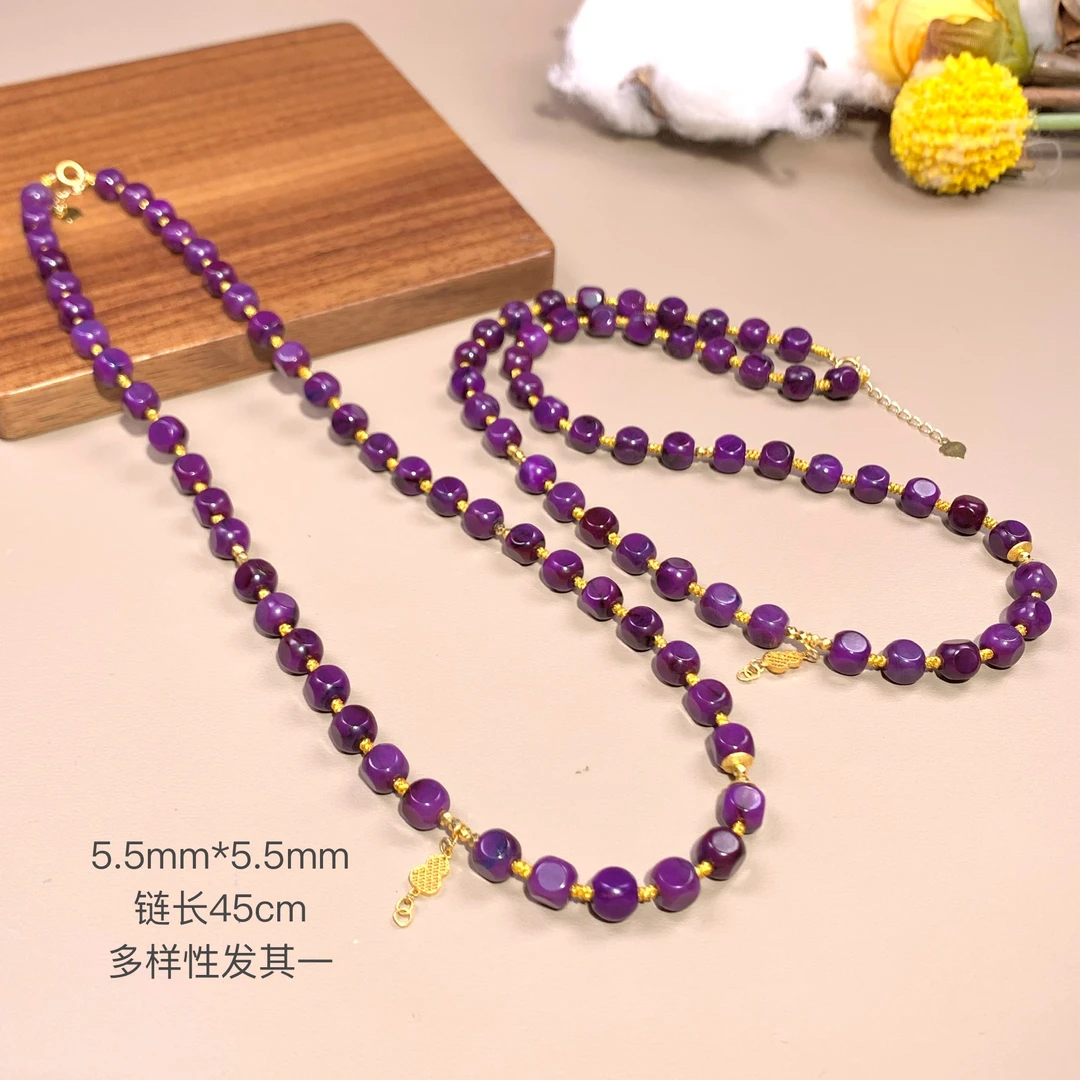 潮生石丨18K金镶舒俱来六方项链5.5mm/多样性发其一/K01386