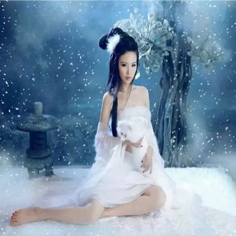 古装妖狐狸精古风舞蹈服年会国风摄影写真白色唐装汉服仙女演出服