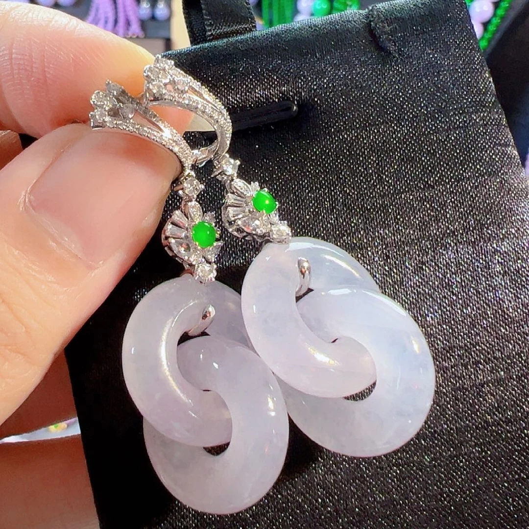 翡翠18K金镶嵌耳饰签收后24小时鉴赏期