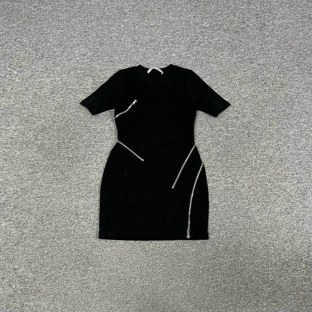 99新 ALEXANDER WANG 短袖拉链装饰修身针织裙 Xs码 99新