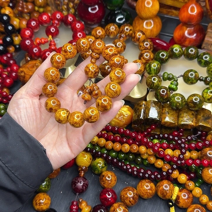 松木琥珀木文玩手串