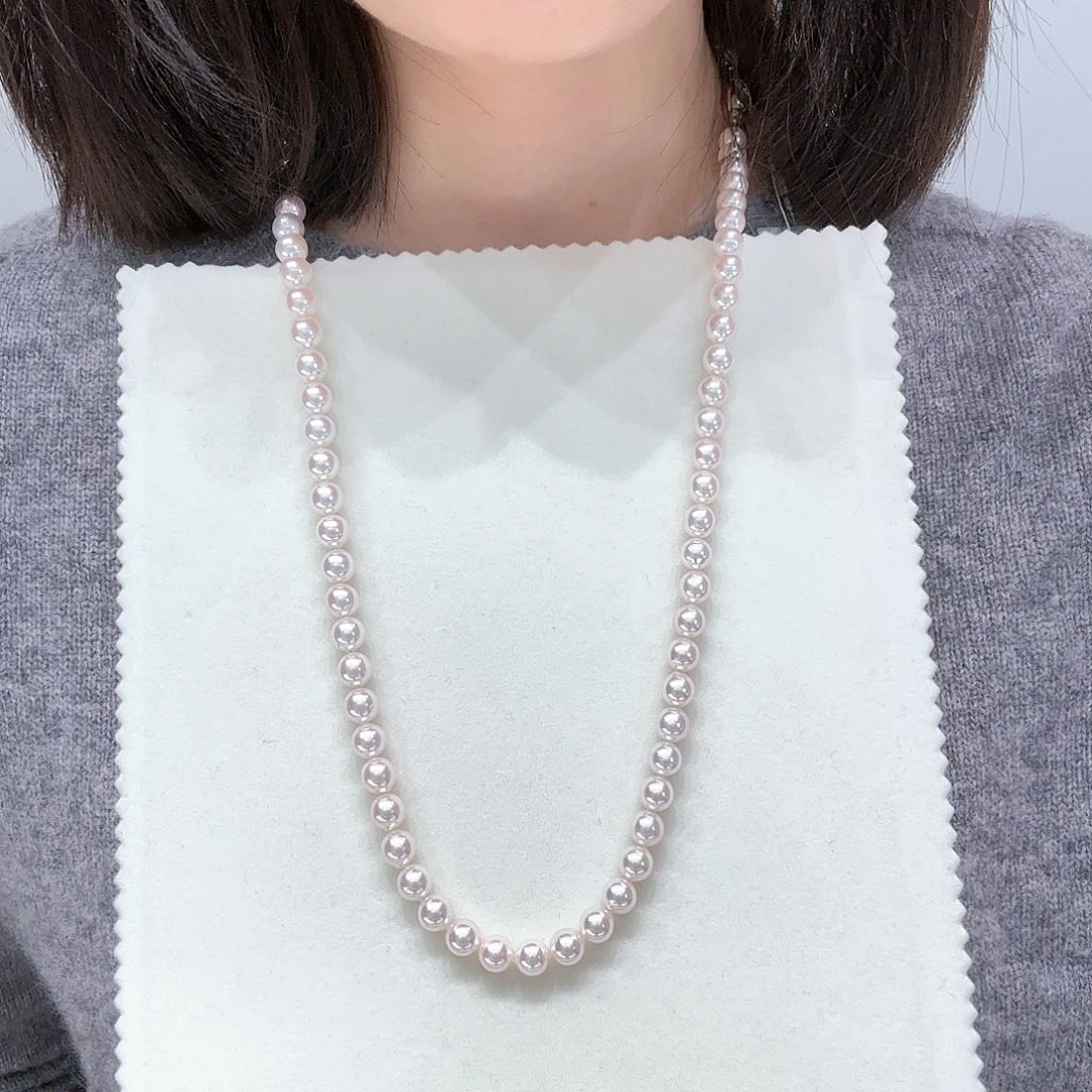 海水珍珠项链银S925镶嵌7-7.5