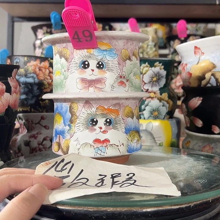 满38包邮 景德镇手绘花盆