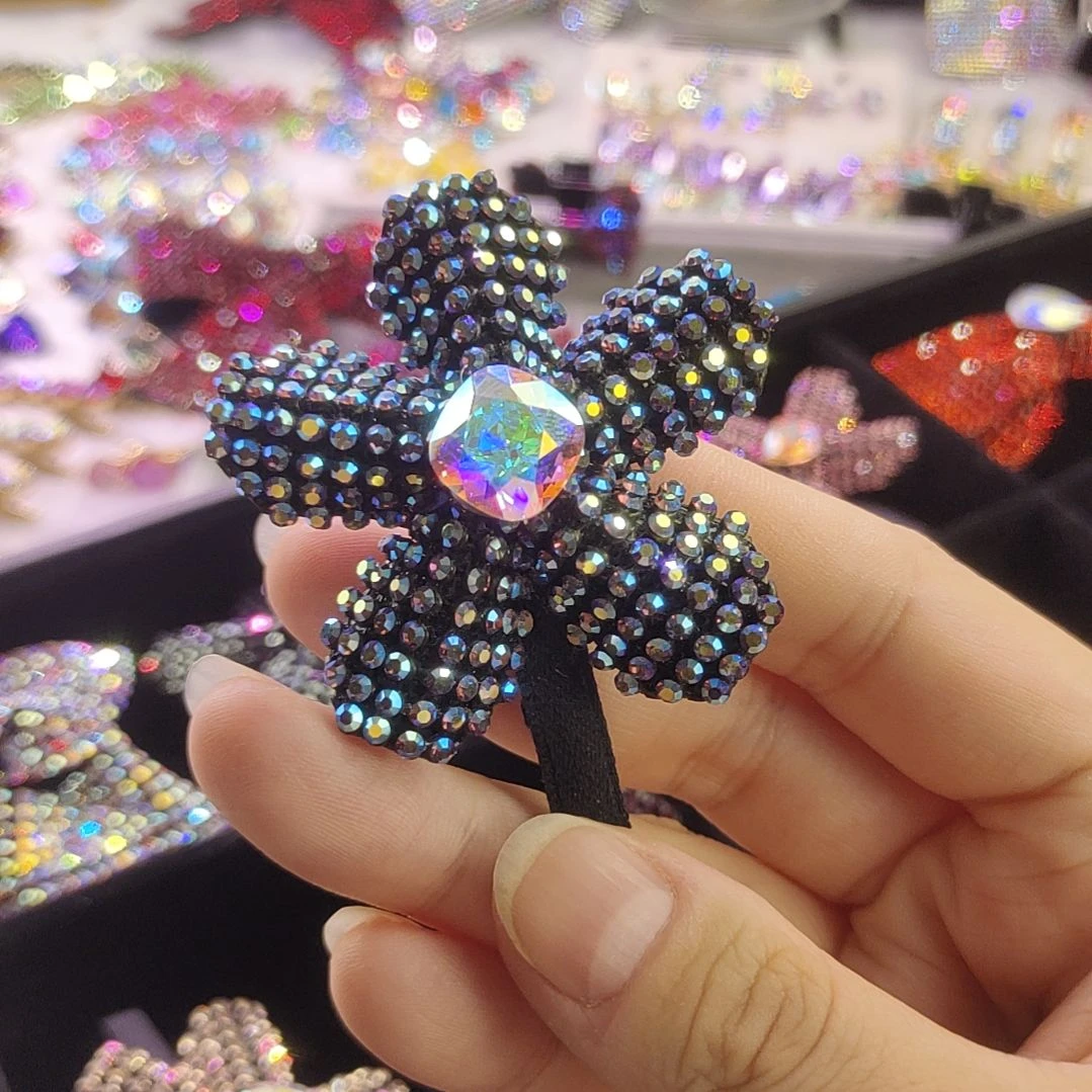 无非金属灰蓝色华子网格花花鸭嘴夹