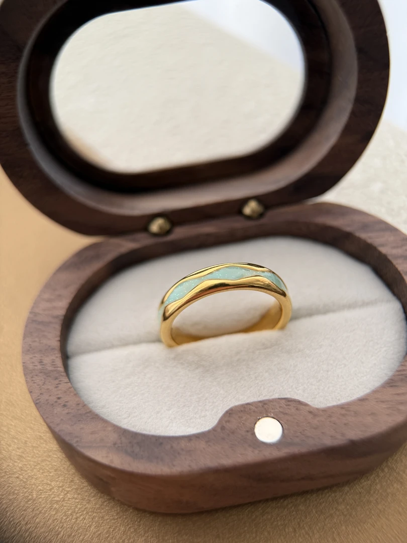 绿莺珐琅戒指足金999黄金戒指@JZ010