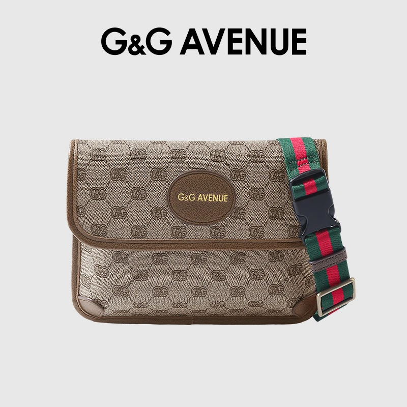 休闲时尚轻奢潮牌腰包斜挎包胸包男女同款经典通勤小方包