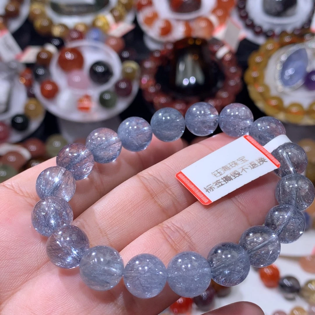 水晶手链未镶嵌蓝钢丝10mm