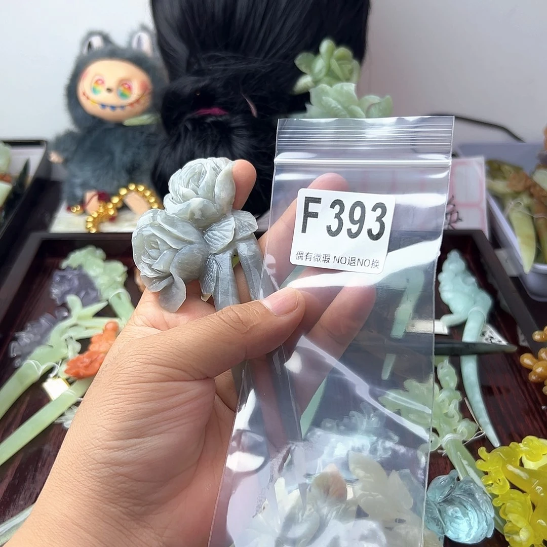 合金蛇纹石玉发饰小*
