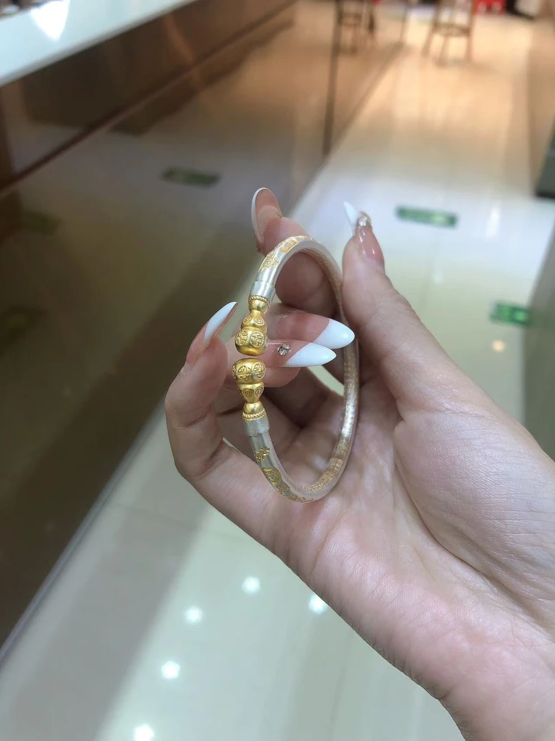 足银手镯 足银999.9葫芦吉言心经手镯