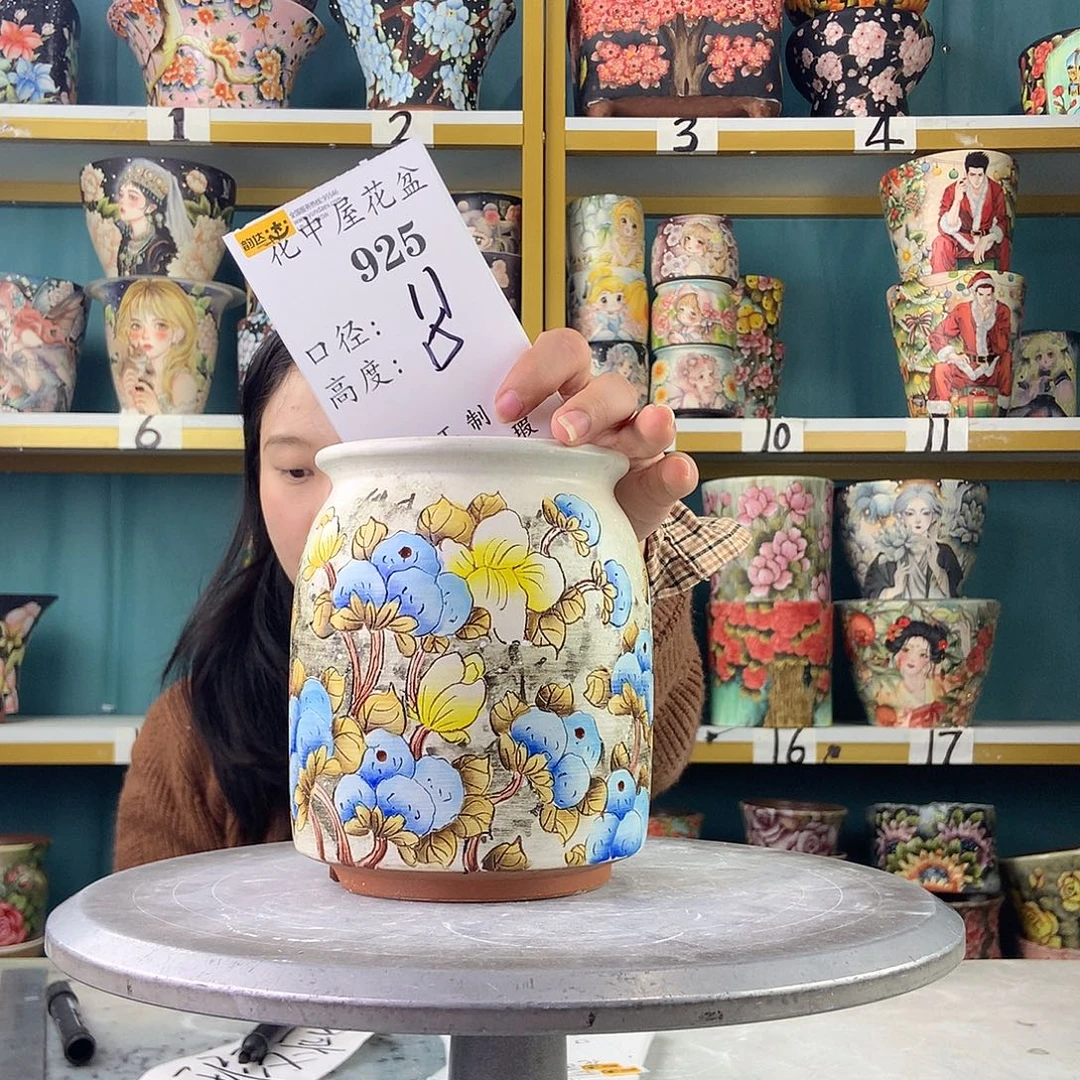 陶景德镇手工花盆925