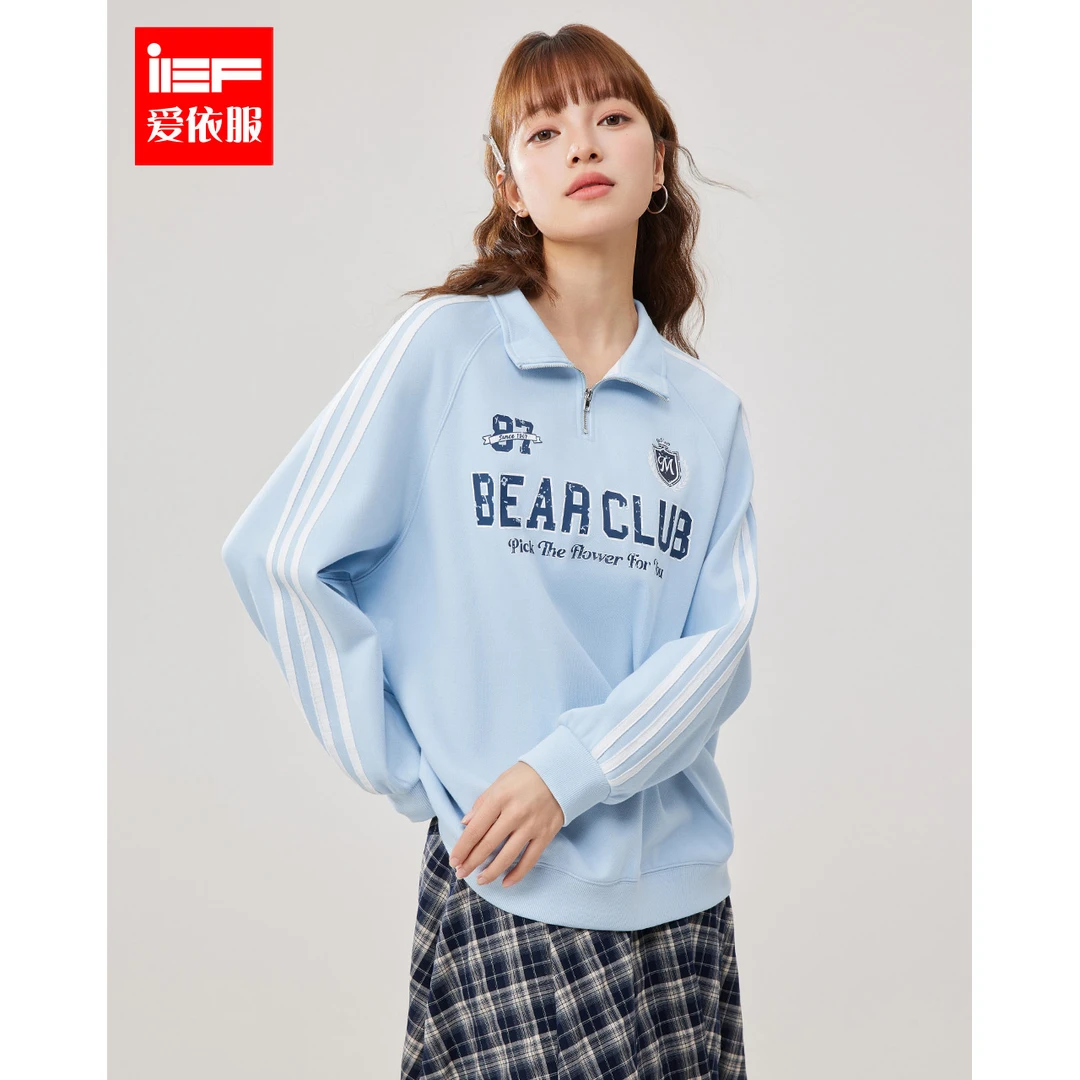 商场同款新品IEF/爱依服2025春季新款潮酷学院风宽松卫衣欧若风