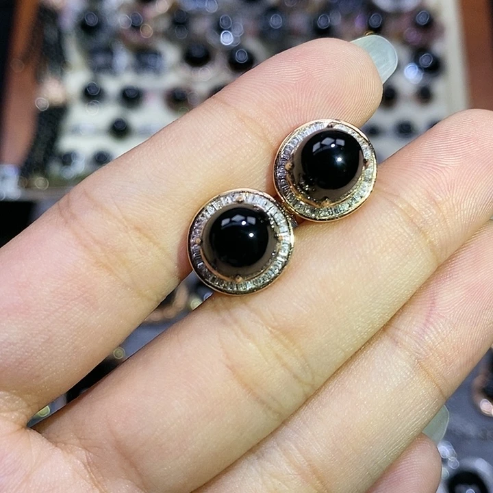 18K金镶嵌翡翠耳饰蛋面 耳夹