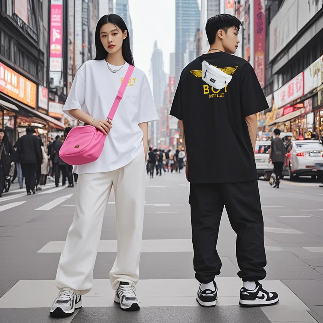 BOY MULEI 设计师款男女情侣同款双面烫金T恤（JY-789）/2FH