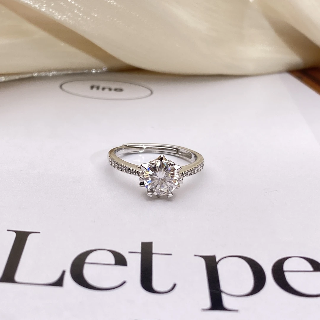 925银莫桑石银制品 【小北严选】莫桑戒指25-BH144X235【约6mm+】