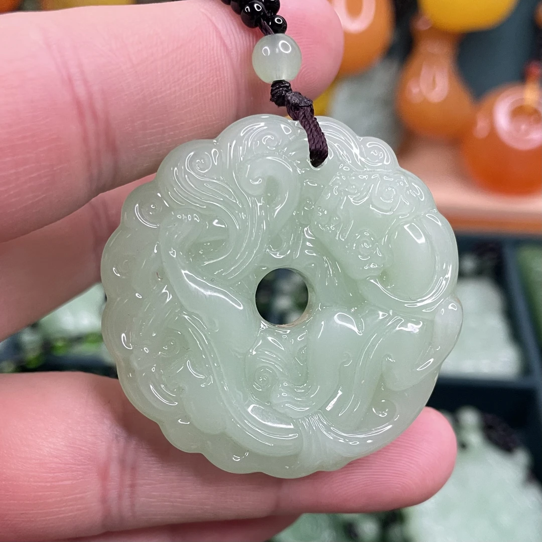 10.浅绿祥云平安扣经典百搭男女同款吊坠