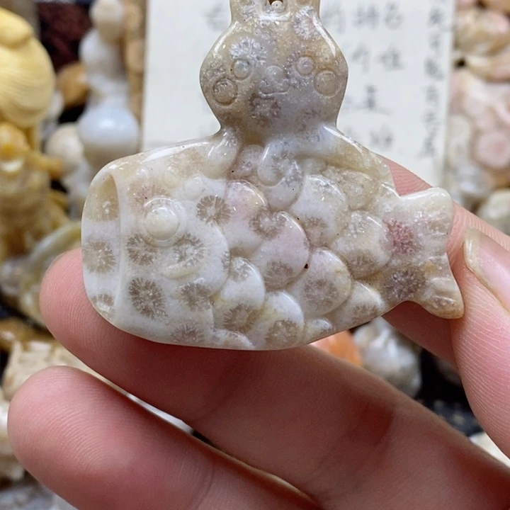 颈饰未镶嵌硅化珊瑚（珊瑚玉）