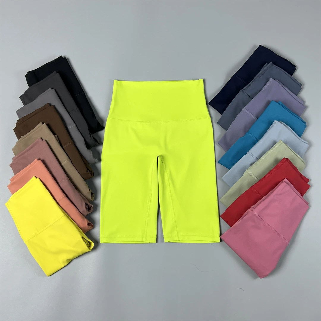 高腰裸感磨毛无T线瑜伽五分裤女 速干透气显瘦软软健身短裤